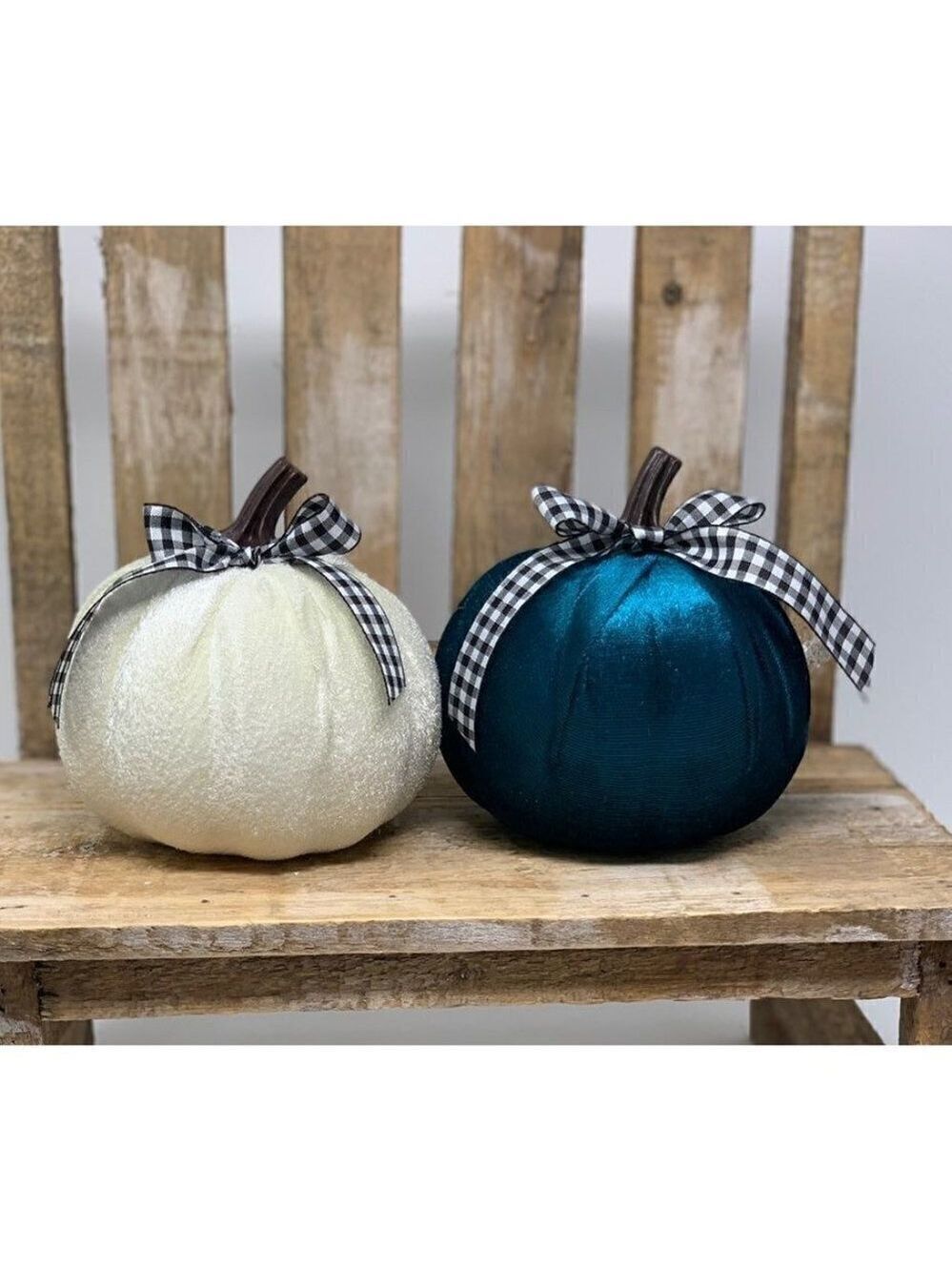 Autumn Velvet Pumpkin Set 4.5 Inch Holiday Decor Fall Centerpiece Decor Blue